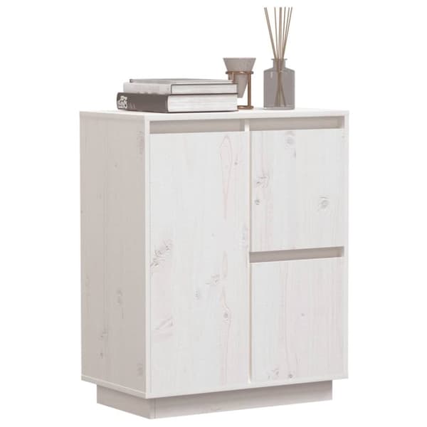 The Living Store Senkki valkoinen 60x34x75 cm täysi mänty -  Tarjoilupöydät & senkit