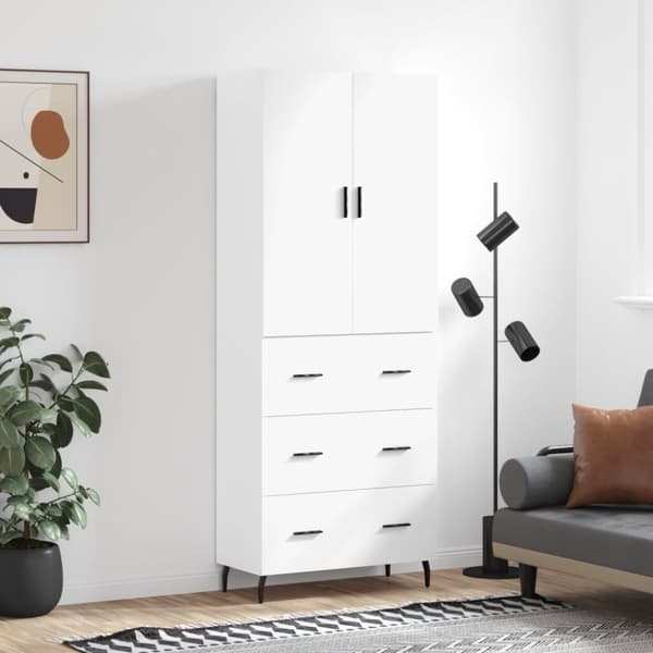 The Living Store højskab 69,5x34x180 cm konstrueret træ hvid -  Skænke