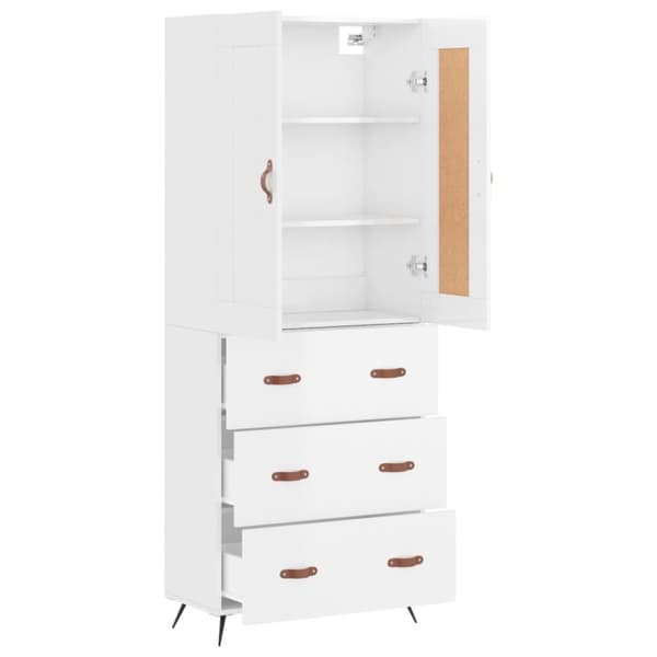 The Living Store højskab 69,5x34x180 cm konstrueret træ hvid højglans -  Skænke