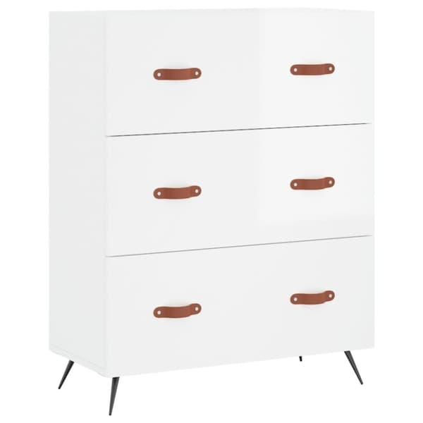 The Living Store højskab 69,5x34x180 cm konstrueret træ hvid højglans -  Skænke