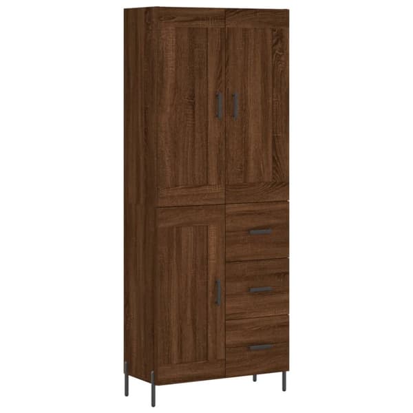 The Living Store Högskåp brun ek 69,5x34x180 cm konstruerat trä - Skänkar & serveringsbord