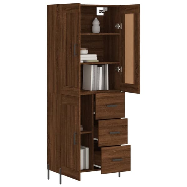 The Living Store Högskåp brun ek 69,5x34x180 cm konstruerat trä - Skänkar & serveringsbord