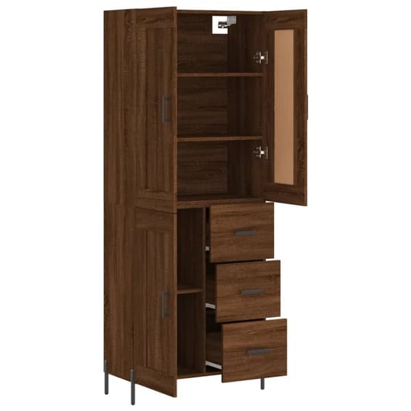 The Living Store Högskåp brun ek 69,5x34x180 cm konstruerat trä - Skänkar & serveringsbord
