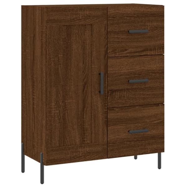 The Living Store Högskåp brun ek 69,5x34x180 cm konstruerat trä - Skänkar & serveringsbord