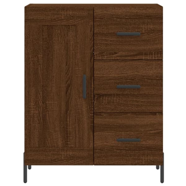 The Living Store Högskåp brun ek 69,5x34x180 cm konstruerat trä - Skänkar & serveringsbord