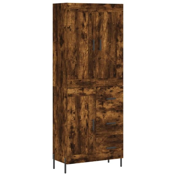 The Living Store højskab 69,5x34x180 cm konstrueret træ røget egetræsfarve -  Skænke