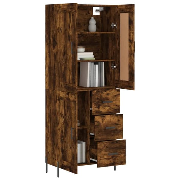 The Living Store højskab 69,5x34x180 cm konstrueret træ røget egetræsfarve -  Skænke