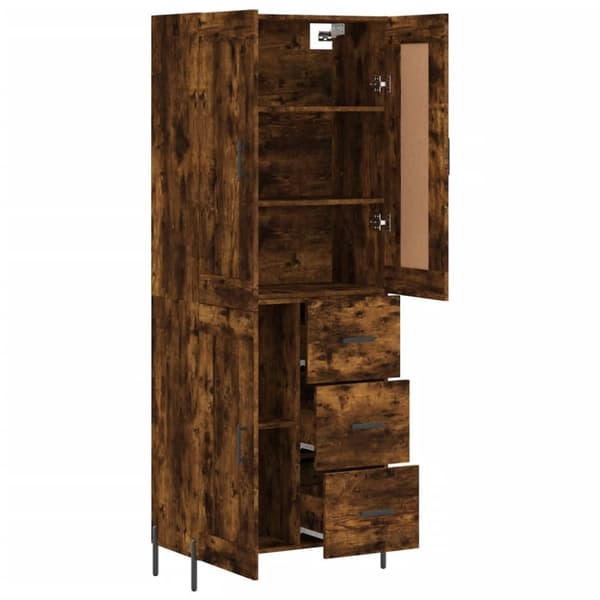 The Living Store højskab 69,5x34x180 cm konstrueret træ røget egetræsfarve -  Skænke