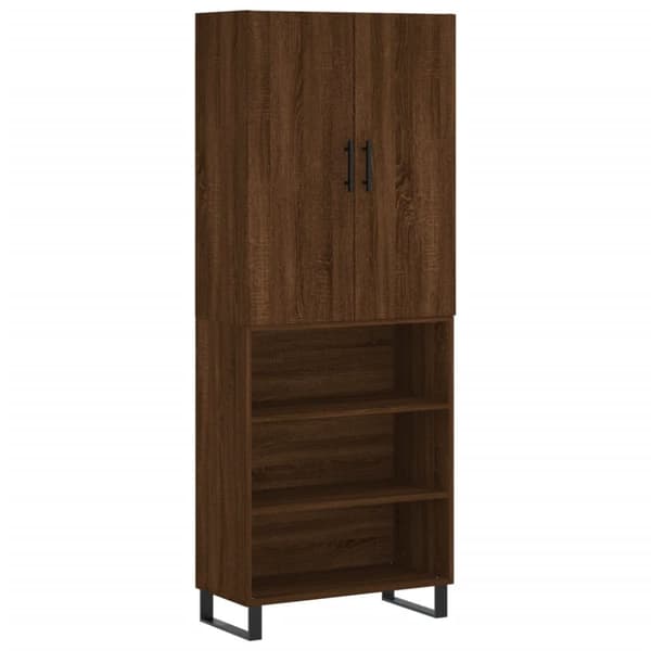 The Living Store Högskåp brun ek 69,5x34x180 cm konstruerat trä - Skänkar & serveringsbord
