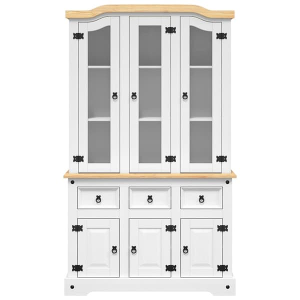 The Living Store Skänk Corona vit 112x43x196 cm massiv mexikansk furu - Skänkar & serveringsbord