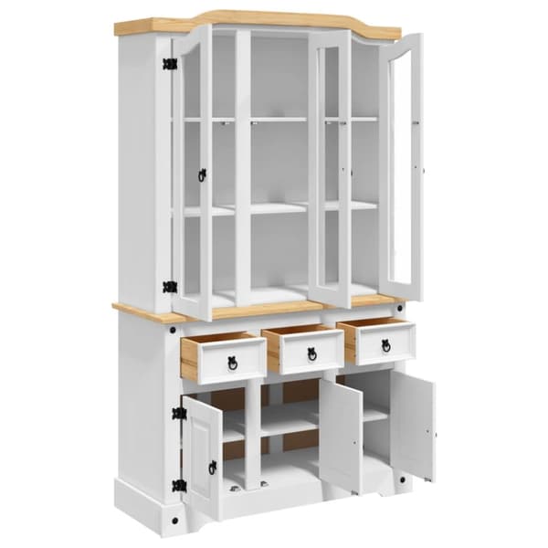 The Living Store Skänk Corona vit 112x43x196 cm massiv mexikansk furu -  Skänkar & serveringsbord