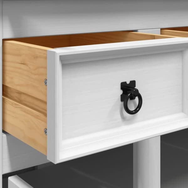 The Living Store Skänk Corona vit 112x43x196 cm massiv mexikansk furu -  Skänkar & serveringsbord