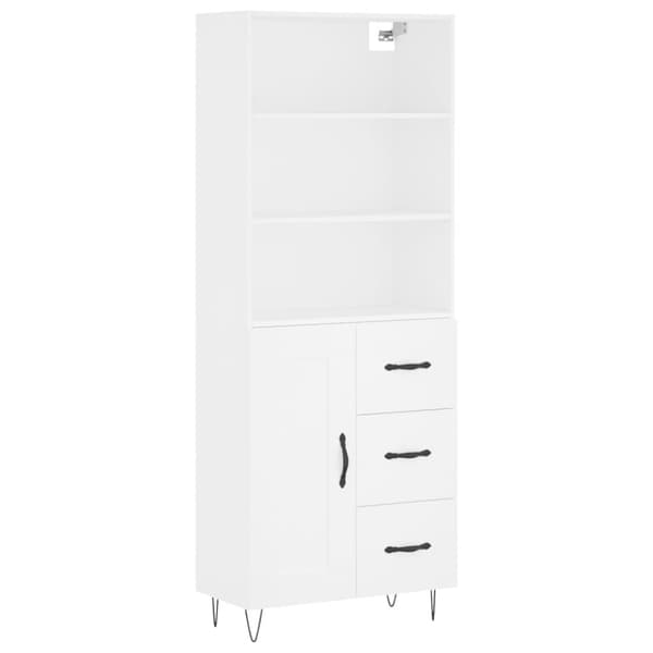 The Living Store højskab 69,5x34x180 cm konstrueret træ hvid - Skænke