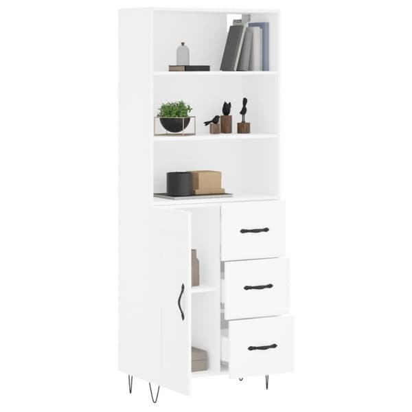 The Living Store højskab 69,5x34x180 cm konstrueret træ hvid - Skænke