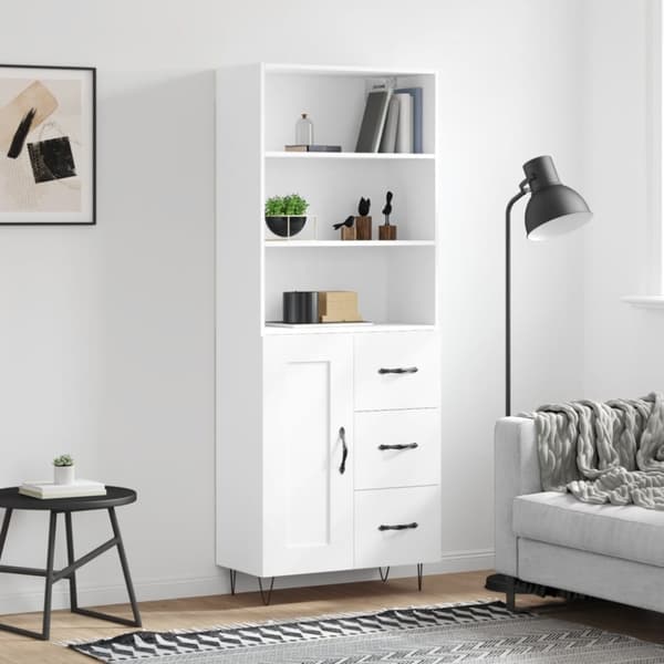 The Living Store højskab 69,5x34x180 cm konstrueret træ hvid - Skænke