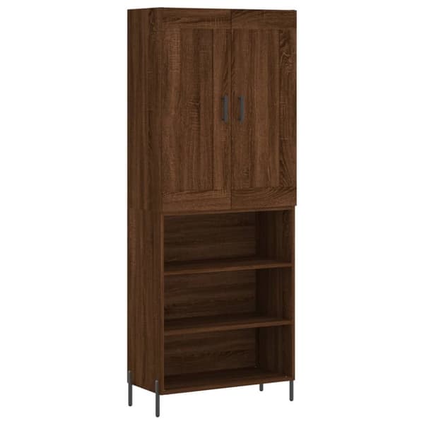 The Living Store højskab 69,5x34x180 cm konstrueret træ brun egetræsfarve - Skænke
