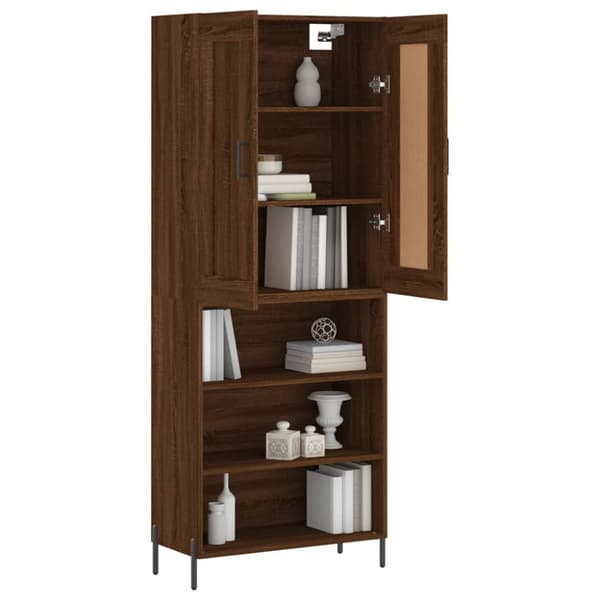 The Living Store højskab 69,5x34x180 cm konstrueret træ brun egetræsfarve - Skænke