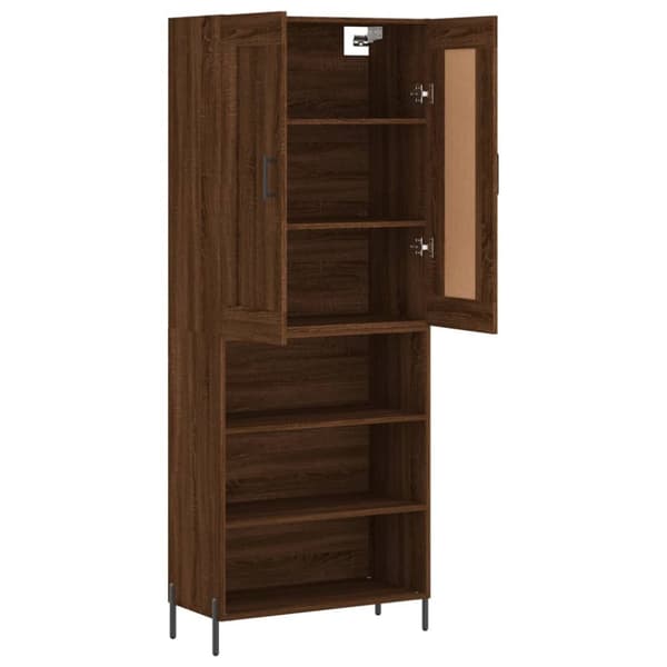 The Living Store højskab 69,5x34x180 cm konstrueret træ brun egetræsfarve - Skænke