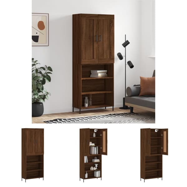 The Living Store højskab 69,5x34x180 cm konstrueret træ brun egetræsfarve -  Skænke