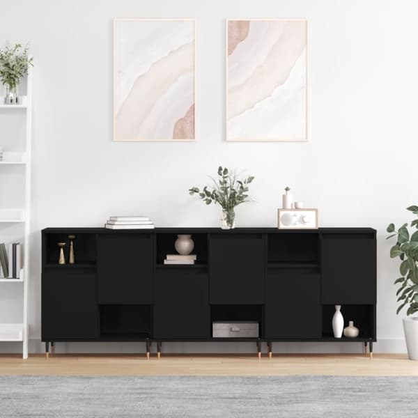 The Living Store Senkit 3 kpl musta tekninen puu -  Tarjoilupöydät & senkit