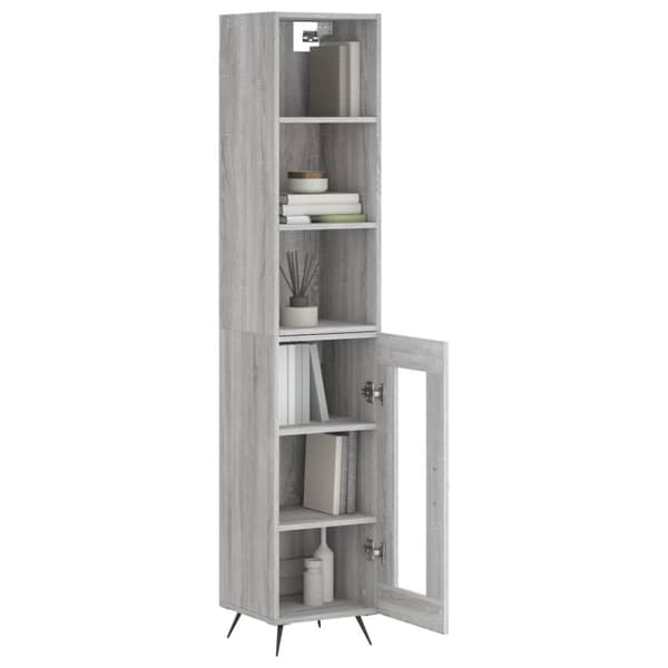 The Living Store højskab 34,5x34x180 cm konstrueret træ grå sonoma-eg -  Skænke