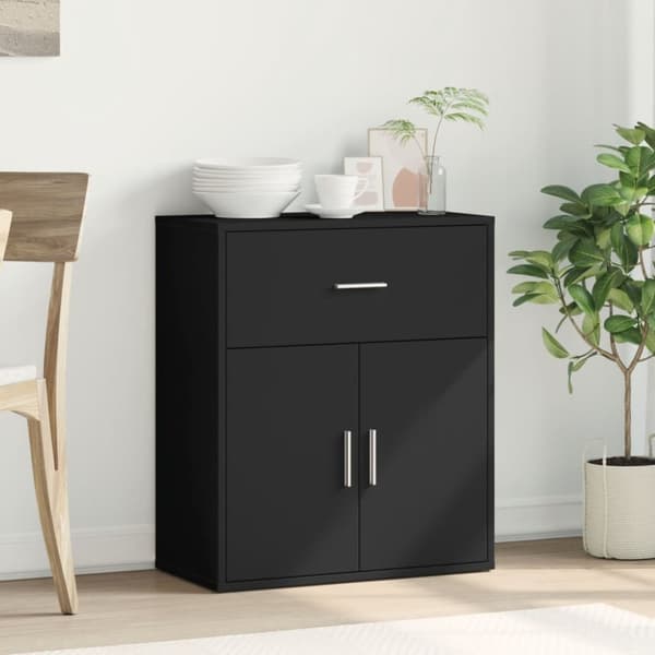 The Living Store skænk 60x31x70 cm konstrueret træ sort - Skænke