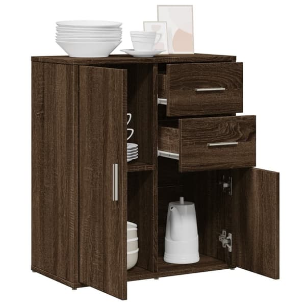 The Living Store Senkki ruskea tammi 60x31x70 cm tekninen puu -  Tarjoilupöydät & senkit