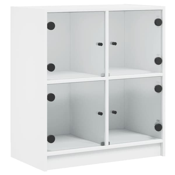 The Living Store Sidoskåp med glasdörrar vit 68x37x75,5 cm -  Skänkar & serveringsbord