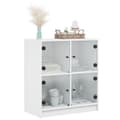 Miniatyrbild 5 av 11: The Living Store Sidoskåp med glasdörrar vit 68x37x75,5 cm -  Skänkar & serveringsbord