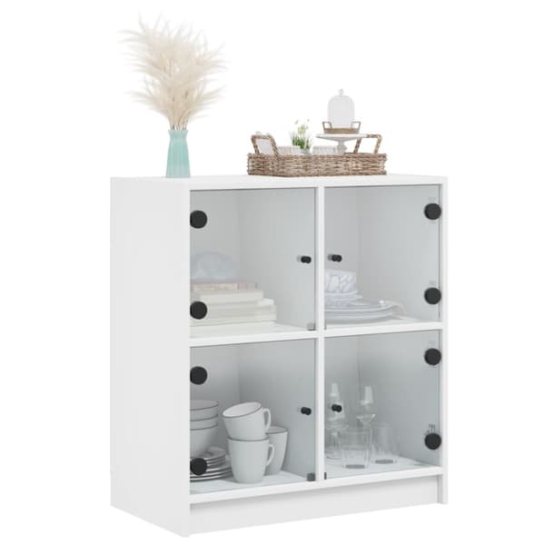 The Living Store Sidoskåp med glasdörrar vit 68x37x75,5 cm -  Skänkar & serveringsbord
