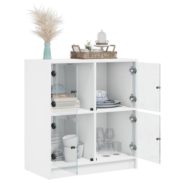 The Living Store Sidoskåp med glasdörrar vit 68x37x75,5 cm -  Skänkar & serveringsbord