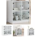 Miniatyrbild 1 av 11: The Living Store Sidoskåp med glasdörrar vit 68x37x75,5 cm -  Skänkar & serveringsbord
