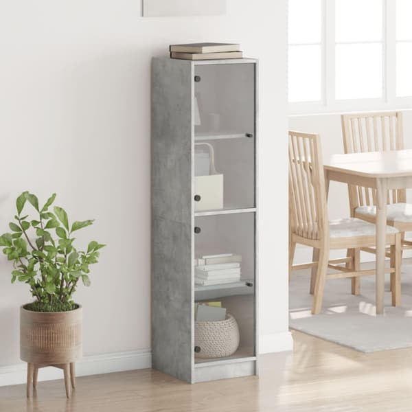 The Living Store skab med glaslåger 35x37x142 cm betongrå - Skænke