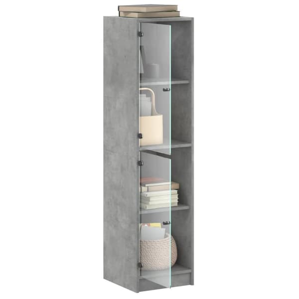 The Living Store skab med glaslåger 35x37x142 cm betongrå - Skænke