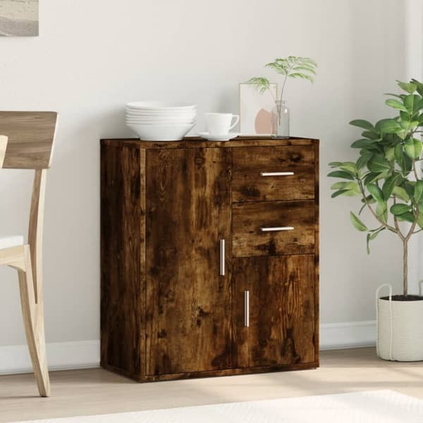 The Living Store Skänk rökfärgad ek 60x31x70 cm konstruerat trä - Skänkar & serveringsbord