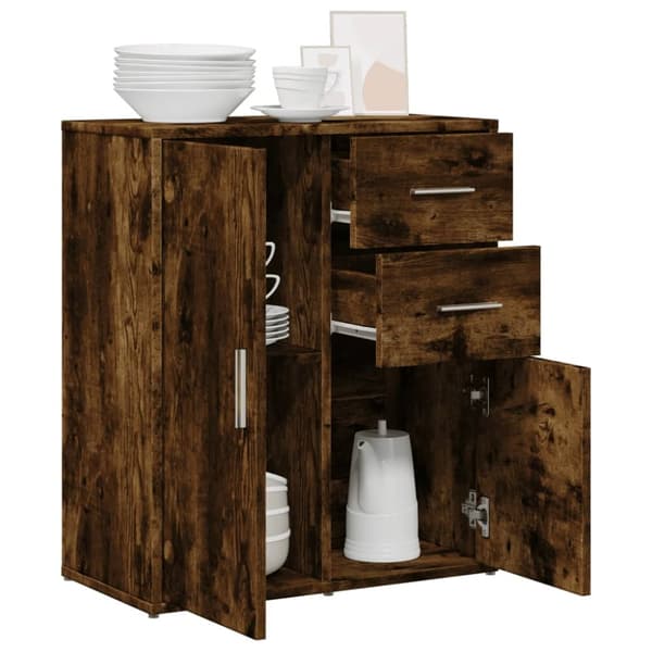 The Living Store Skänk rökfärgad ek 60x31x70 cm konstruerat trä - Skänkar & serveringsbord