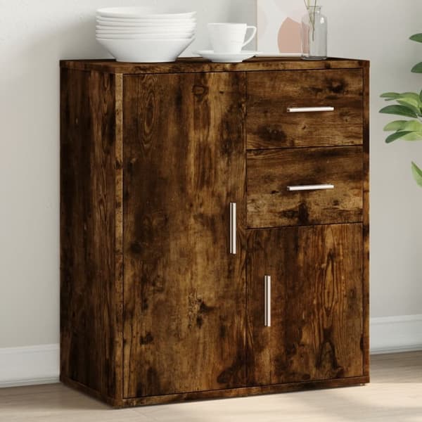 The Living Store Skänk rökfärgad ek 60x31x70 cm konstruerat trä - Skänkar & serveringsbord