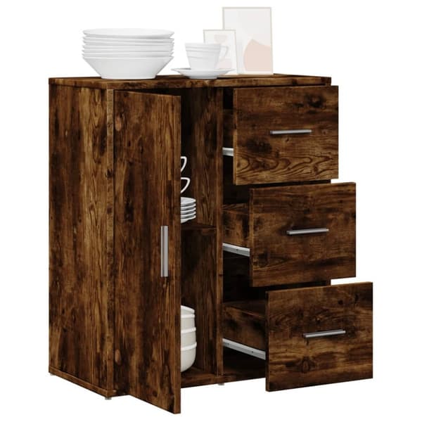 The Living Store Skänk rökfärgad ek 60x31x70 cm konstruerat trä - Skänkar & serveringsbord