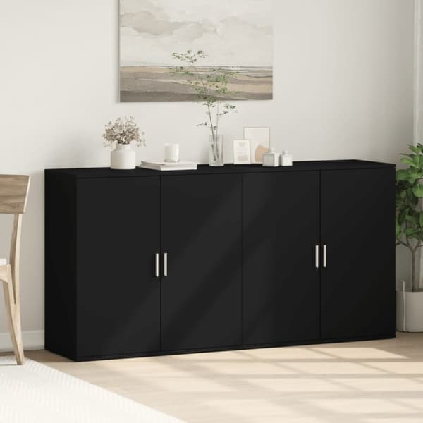 The Living Store skænke 2 stk. 79x38x80 cm konstrueret træ sort - Skænke