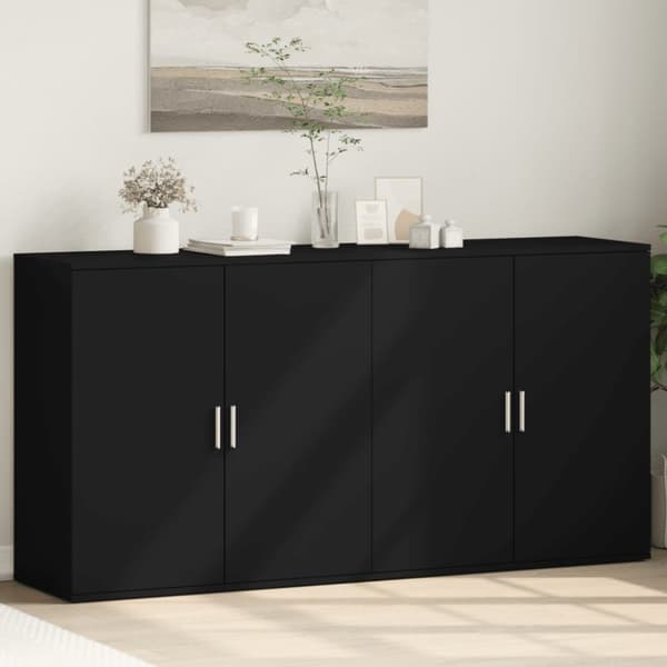 The Living Store skænke 2 stk. 79x38x80 cm konstrueret træ sort - Skænke