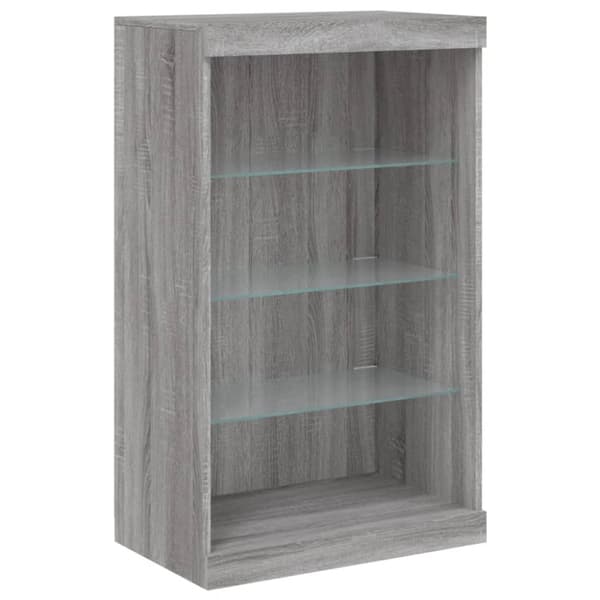 The Living Store Senkki LED-valoilla harmaa Sonoma 60,5x37x100 cm - Tarjoilupöydät & senkit