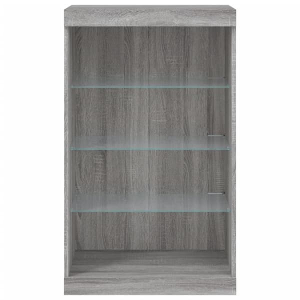 The Living Store Senkki LED-valoilla harmaa Sonoma 60,5x37x100 cm - Tarjoilupöydät & senkit