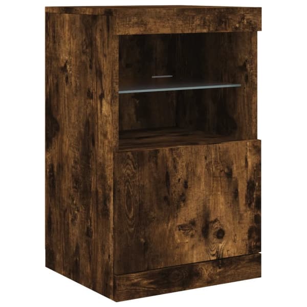 The Living Store Skänk med LED-belysning rökfärgad ek 41x37x67 cm - Skänkar & serveringsbord