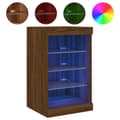Miniatyrbillede 3 af 11: The Living Store skænk med LED-lys 41x37x67 cm brun egetræsfarve -  Skænke