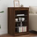 Miniatyrbillede 2 af 11: The Living Store skænk med LED-lys 41x37x67 cm brun egetræsfarve -  Skænke