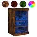 Pikkukuva 3 / 11: The Living Store Senkki LED-valoilla savutammi 41x37x67 cm -  Tarjoilupöydät & senkit