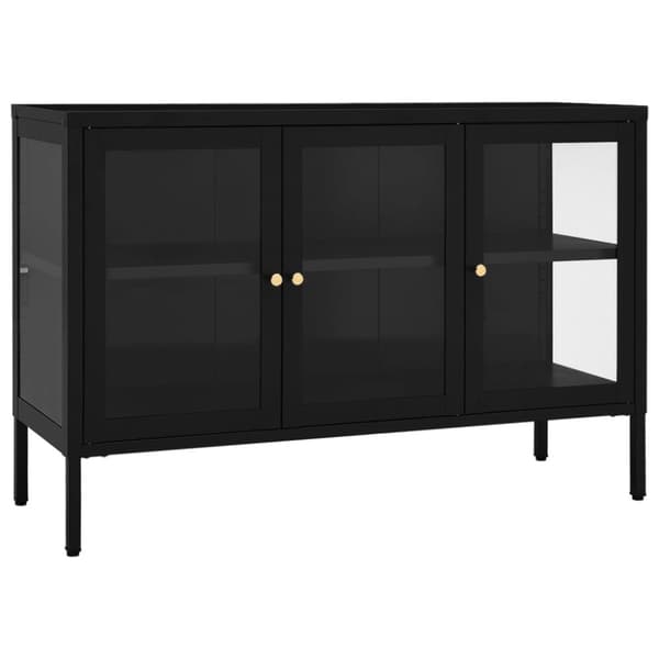 Skænke - Living skænk 105x35x70 cm stål og glas sort