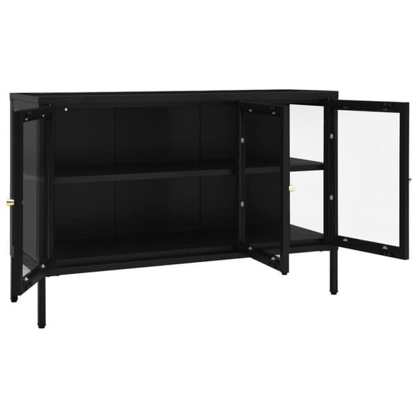 Skænke - Living skænk 105x35x70 cm stål og glas sort