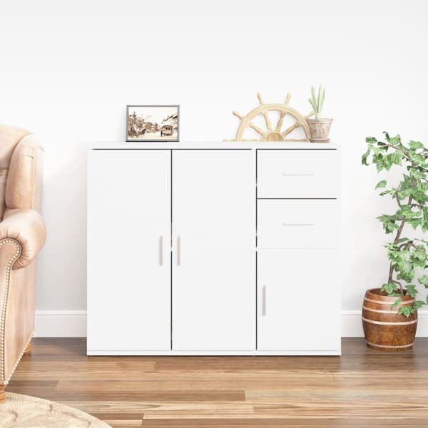 Skænke - Living skænk 91x29,5x75 cm konstrueret træ hvid