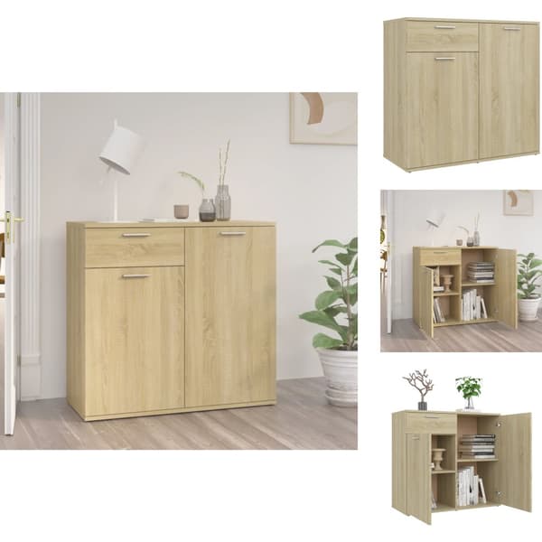 Skænke - Living skænk 80x36x75 cm konstrueret træ sonoma-eg